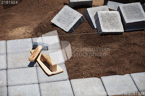 Image of Block pavement under construction