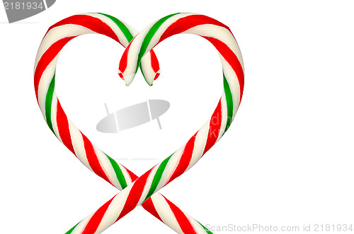 Image of Heart of sugar sticks isolated on a white background