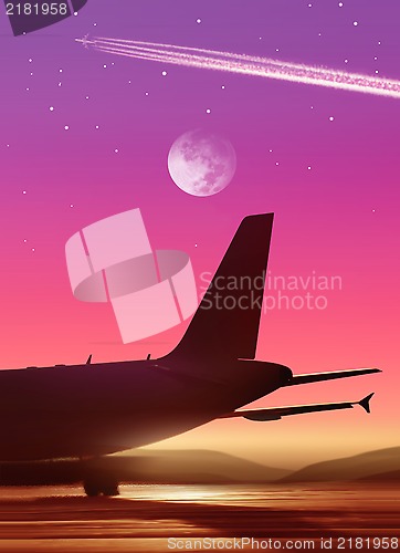 Image of airport in bright of the moon