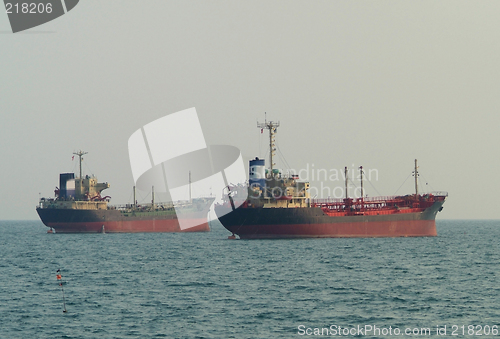 Image of Two ships at anchor