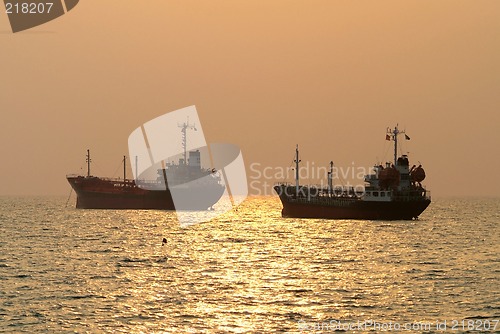Image of Two ships at anchor
