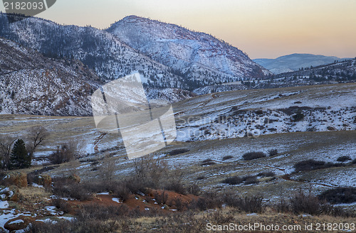 Image of winter dusk at mountain valley