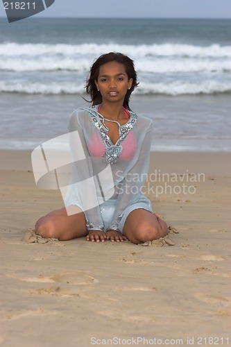 Image of model on sand