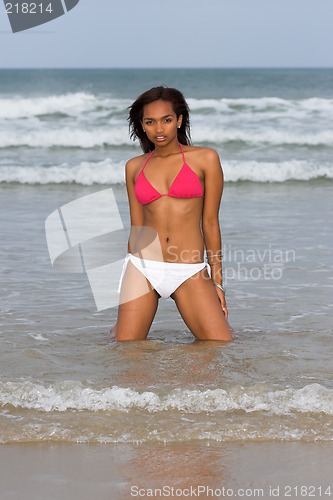 Image of model at beach