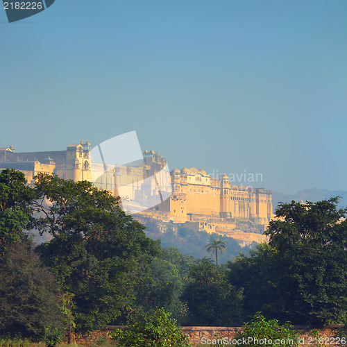 Image of landscape with Amber fort in India