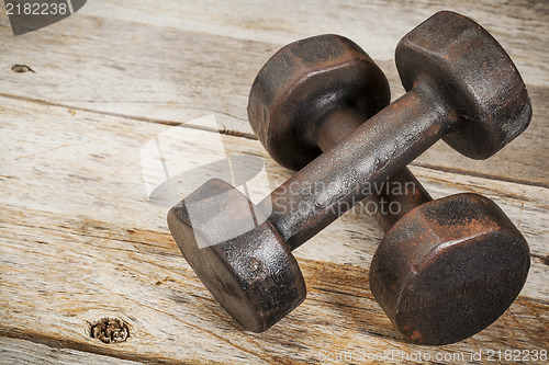 Image of vintage iron dumbbells
