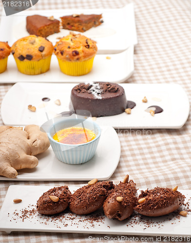 Image of group of various dessert cake 