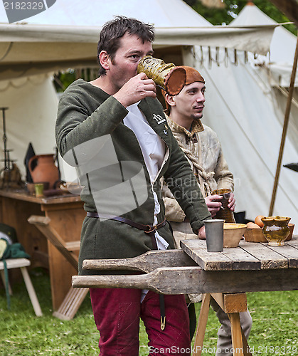 Image of Medieval Man Drinking Wine