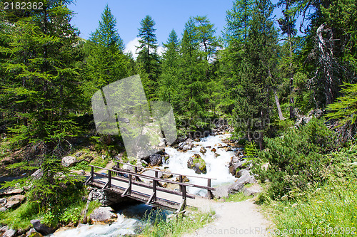 Image of Bridge on mountain river