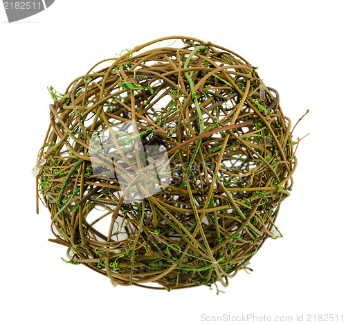 Image of decor wicker wooden round balls isolated white 