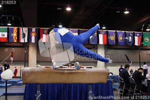 Image of Boy competing on pommel