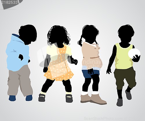 Image of Four children silhouettes