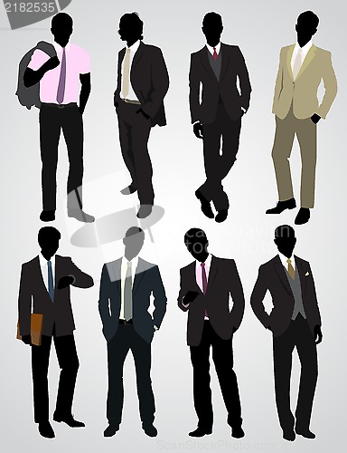 Image of Eight businessman silhouettes 