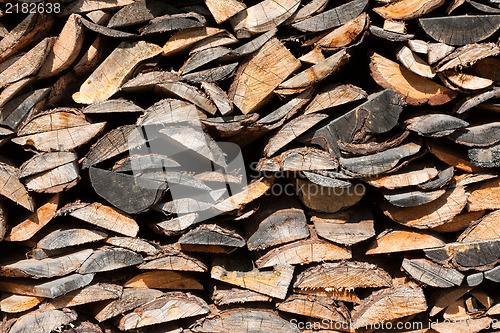 Image of Pile of chopped fire wood prepared for winter