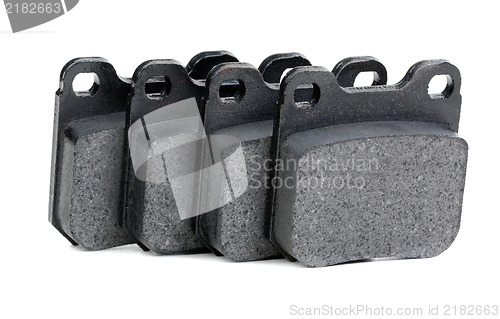 Image of brake pads closeup on white background