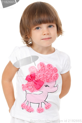 Image of Studio portrait of a girl four years in dressy clothes