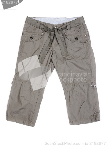 Image of Women's summer cargo shorts isolated on white with natural shado
