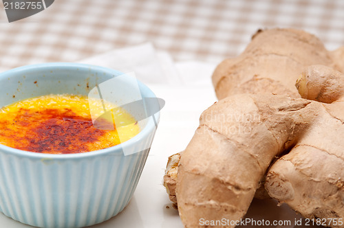 Image of fresh ginger creme brulee dessert 