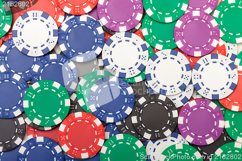 Image of Background from of Multicolored Poker Chips