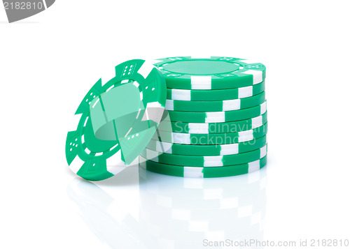 Image of Small Stack of Green Poker Chips