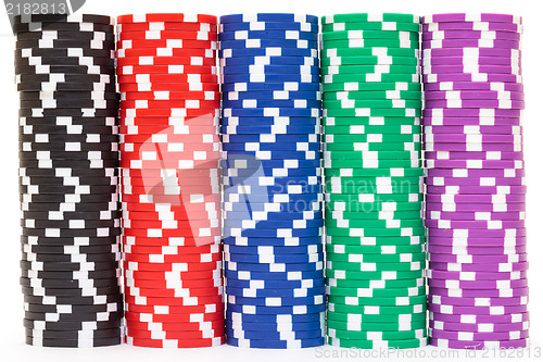 Image of Stacks of Multicolored Poker Chips