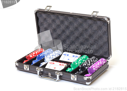 Image of Poker Set in a Metallic Case