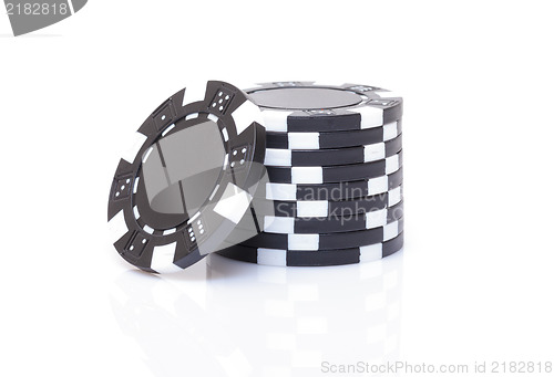 Image of Small Stack of Black Poker Chips