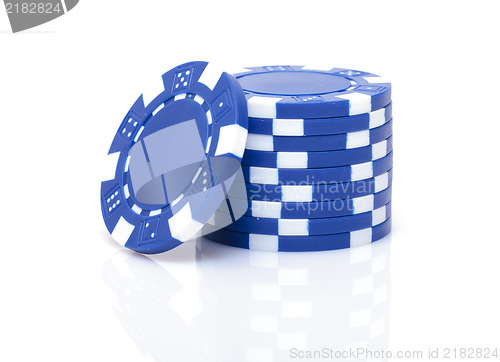 Image of Small Stack of Blue Poker Chips