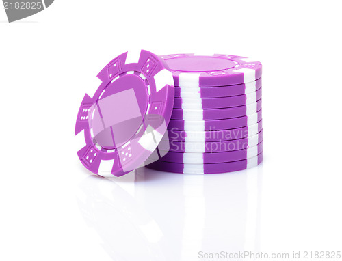 Image of Small Stack of Purple Poker Chips