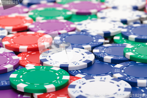 Image of Background from of Multicolored Poker Chips