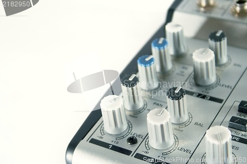 Image of Small sound mixer and preamp on white background