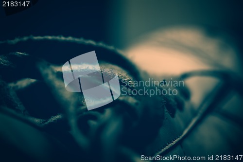 Image of Close up of old sport shoes , retro style toned photo