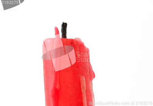 Image of Close up of a  red candle studio isolated on white