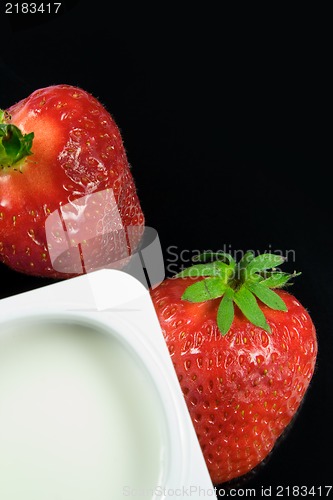 Image of Healthy breakfast -Fresh red strawberry and yogurt