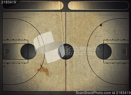 Image of Grunge style illustration of a basketball court