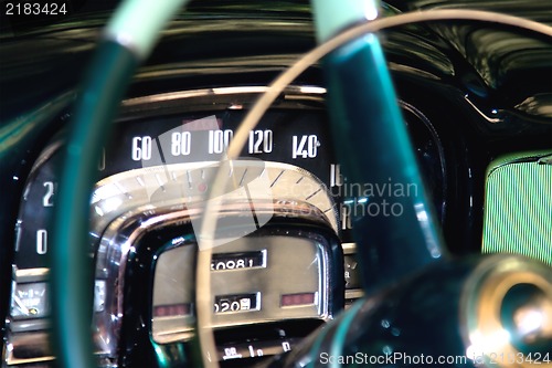 Image of Classic car dashboard detail , shallow DOF