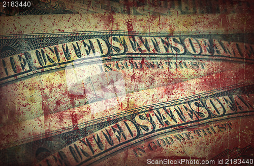 Image of Blood money, US Dollars ,artistic processed and toned photo