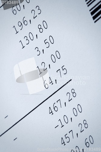 Image of Close up of a shopping receipt,