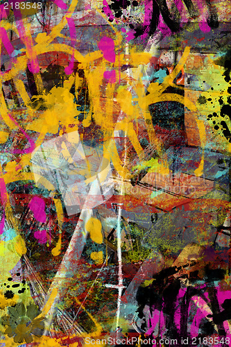 Image of Grunge collage, abstract sixties style background