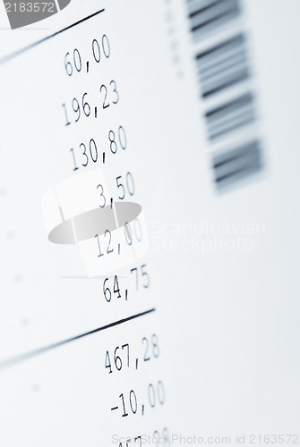 Image of Close up of a shopping receipt,