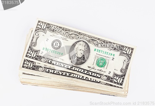 Image of Stack og Dollars bills studio isolated on white