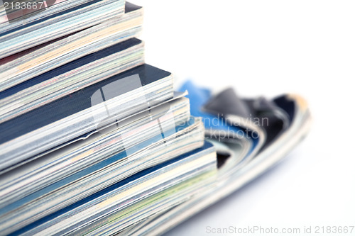 Image of Stack of magazines studio isolated on white