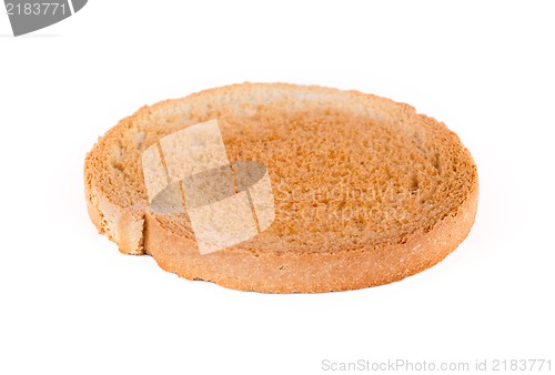 Image of Studio shot of a bread slice on white background