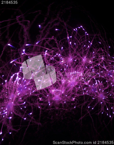 Image of Pink fireworks on the dark sky