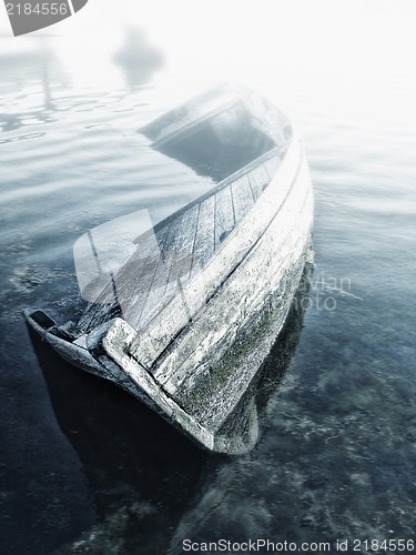 Image of Sunken wooden boat