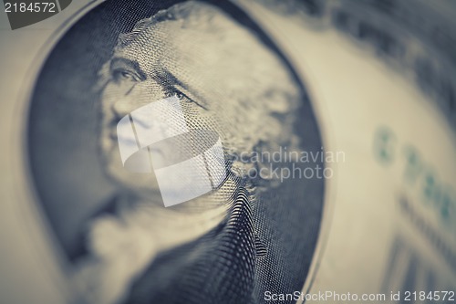 Image of US dollars background, retro style toned photo