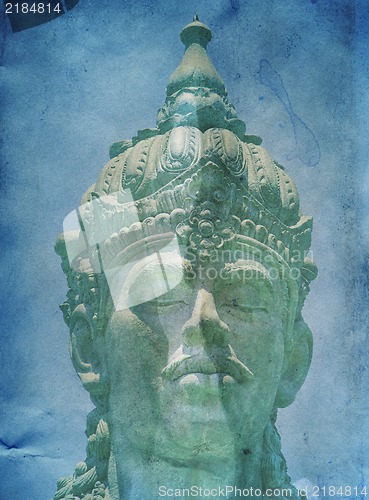 Image of Grunge textured collage - Balinese statue