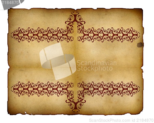 Image of isolated on whiteVintage paper frame isolated on white