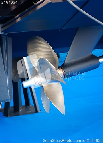 Image of Modern motor  boat propeller detail