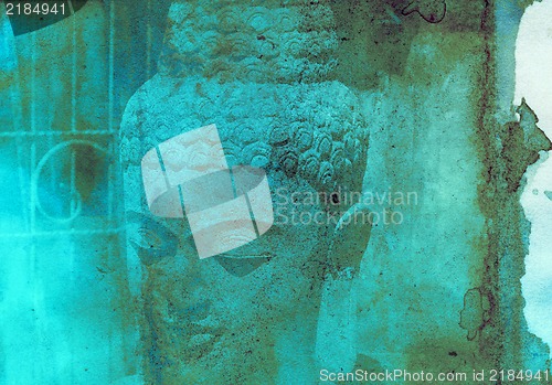 Image of Grunge textured collage - Balinese God statue